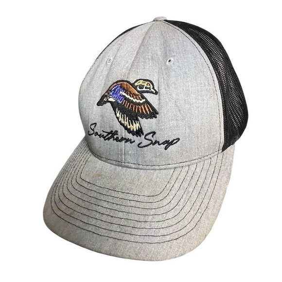 southern snap Other - Y2K Distressed Gray and Black Trucker Hat with Embroidered Duck